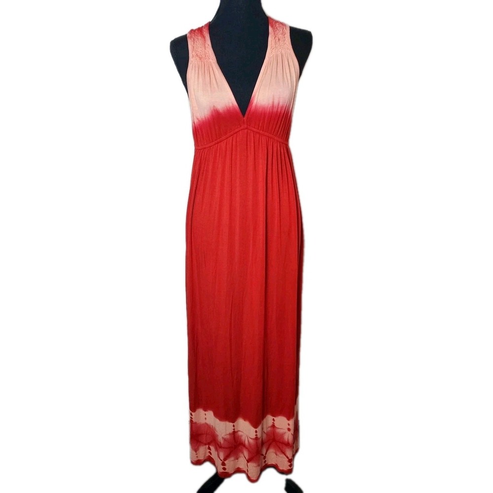 Boston Proper M Maxi Dress Red Beach Swim‎ Pool Coverup Boho Resort Made in USA